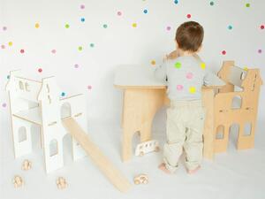 Dětský stůl RONDO + dětská židle se skluzavkou - Nelakovaná, Zvolte variantu: S jednou židlí