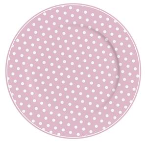 Porcelánový talíř velký s puntíky růžový 23 cm (ISABELLE ROSE)