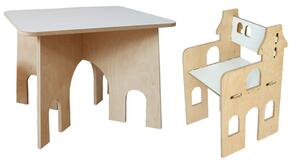 Dětský stůl RONDO + dětská židle se skluzavkou - Modrá, Zvolte variantu: S jednou židlí