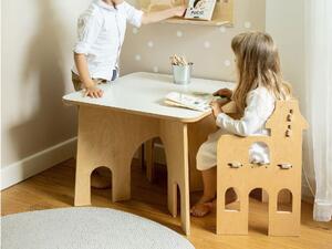Dětský stůl RONDO + dětská židle se skluzavkou - Nelakovaná, Varianta: S jednou židlí