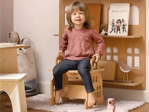 Dřevěná dětská stolička ve tvaru domečku - Růžová