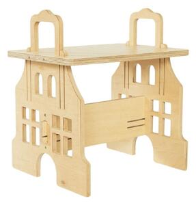 Dřevěná dětská stolička ve tvaru domečku - Béžová