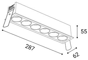 Led2 Zápustné LED svítidlo RIVA MAXI 6, 30W, 287x62 mm, CCT Barva: Bílá, Teplota světla: CCT 3000K/3500K/4000K, Stmívání a řízení: ON/OFF