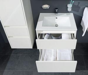 MEREO - Opto, koupelnová skříňka s keramickým umyvadlem, bílá, 2 zásuvky, 610x580x458 mm (CN910)