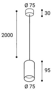 Led2 Závěsné LED svítidlo TINY II M Z, 8-11W, v. 95 mm, CCT Barva: Černá, Teplota světla: 2700K, Stmívání a řízení: ON/OFF