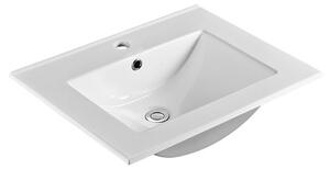 MEREO - Opto, koupelnová skříňka s keramickým umyvadlem, bílá/dub, 2 zásuvky, 610x580x458 mm (CN930)