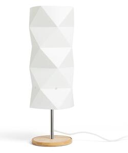 Stolní lampa ZUMBA, bílé/PVC/dřevo/chrom, patice E14, 11 W