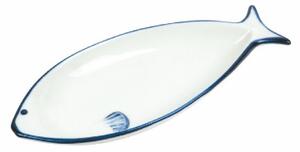 VILLA D’ESTE HOME TIVOLI Sada servírovacích talířů Open Fish 2 kusů, bílá/modrá, dekor ryba, 18 x 8 cm