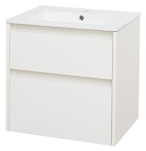 MEREO - Opto, koupelnová skříňka s keramickým umyvadlem, bílá, 2 zásuvky, 610x580x458 mm (CN910)