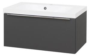MEREO - Mailo, koupelnová skříňka, umyvadlo z litého mramoru, antracit, 1 zásuvka, 810x476x365 mm (CN536M)