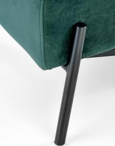 Relaxační designové křeslo VICTUS — samet, tmavě zelená / černá