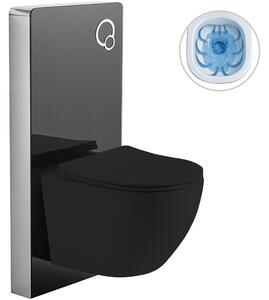 Kompletní WC set Modul/Cesso - černá matná - integrované WC tlačítko - pneumatický modul - 49x36 cm - 979856