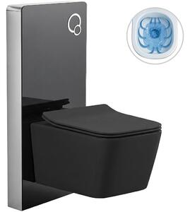 Kompletní WC set Modul/Forte - černá matná - integrované WC tlačítko - pneumatický modul - 51x36 cm