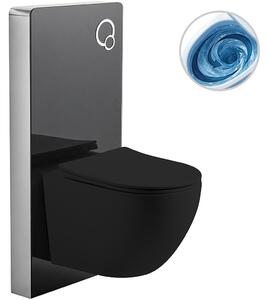 Kompletní WC set Modul/Cesso - černá matná - integrované WC tlačítko - pneumatický modul - 49x36 cm - 979847