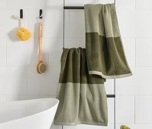 Kvalitní žakárové ručníky, 2 ks, pískově a mechově zelené