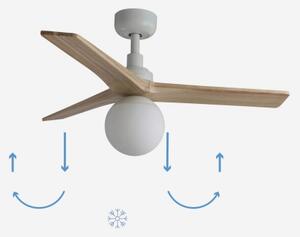 FARO 34281-11L - Stropní ventilátor KLIM S 1xE27/15W/230V borovice/bílá + DO