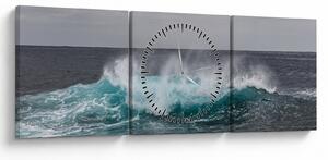 Obraz - Vlny v oceánu (s hodinami) (90x30 cm)