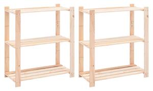 Regály 3 police 2 ks 80 x 38 x 90 cm masivní borovice 150 kg 3051117