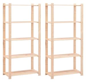 Úložný regál 5 polic 2 ks 80x38x170 cm masivní borovice 250 kg 3051113