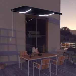Ručně zatahovací markýza s LED světlem 350 x 250 cm antracitová 3051244
