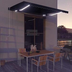 Ručně zatahovací markýza s LED světlem 450 x 300 cm antracitová 3051246
