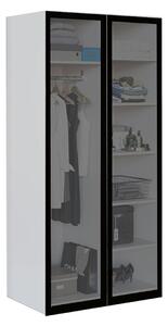 Skříň dvoudveřová se skleněnými dveřmi Aura 100 cm Grafit BL Korpus Bílý