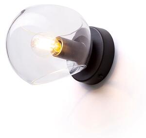 Přisazené nástěnné svítidlo SOLARIS, čiré sklo/černá, patice E14, 7 W