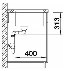 Blanco Subline 400 U Granitový dřez bez odkapu, 43x46cm, černá, spodní montáž, 525990