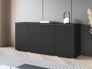 Komoda do pokoje Sawoti 150, Barva: černý grafit, Osvětlení: osvětlení LED - bílé 5903211380655