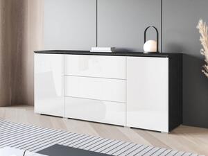 Komoda do pokoje Sawoti 150, Barva: matera / bílý lesk, Osvětlení: bez osvětlení 5903211380594