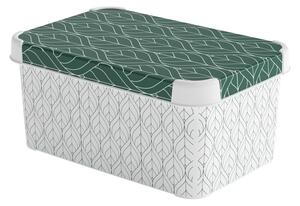 Bílý/zelený plastový úložný box s víkem 29,5x19,5x13,5 cm S – Curver