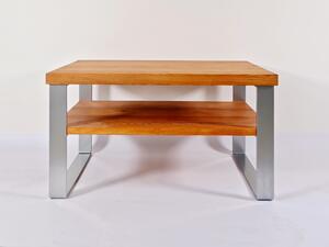 Konferenční stolek Sýček Typ a sukovitost dřeva: Dub sukovitý/rustikální (0 Kč), Barva kovových nohou: Bílá mat - RAL 9010 (0 Kč), Velikost stolu (D x Š x V): 50 x 50 x 45 (cm)