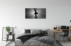 Obraz na skle Baletka šedé pozadí 100x50 cm