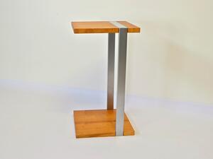 Odkládací stolek Kvakoš Typ a sukovitost dřeva: Dub sukovitý/rustikální (0 Kč), Barva kovových nohou: Černá mat - RAL 9005 (0 Kč)