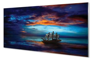Obraz na skle Zataženo mořská loď večer 100x50 cm