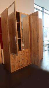 Šatní skříň Pekin D4 Barva korpusu: Dub - wotan, Rozměry: 196 cm, Dveře: Zrcadlo