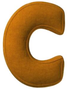 Yellow Tipi Cihlově oranžový sametový polštář písmeno C 40 cm