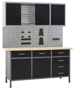 Pracovní stůl se čtyřmi nástěnnými panely a dvěma skříňkami 3053440