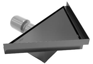 Trojúhelníkový rohový sprchový žlab MEXEN FLAT 2v1 - 20 cm - černý, 1710320