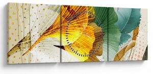 Obraz - Listy (s hodinami) (90x30 cm)
