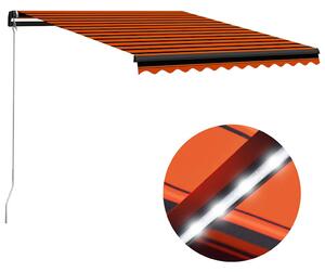 Ručně zatahovací markýza s LED světlem 350x250 cm oranžovohnědá 3055225