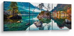 Obraz - Jezero Hintersee, Bavorské Alpy, Rakousko (s hodinami) (90x30 cm)