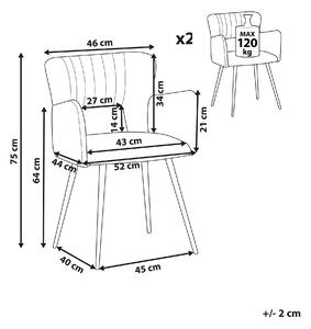 Umělý samet Jídelní židle Sada 2 ks Olivově zelená SANILAC