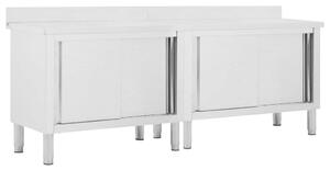 Pracovní stoly s posuvnými dvířky 2 ks 240x50x(95–97) cm nerez 3055903