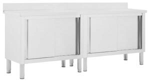 Pracovní stoly s posuvnými dvířky 2 ks 200x50x(95–97) cm nerez 3055902