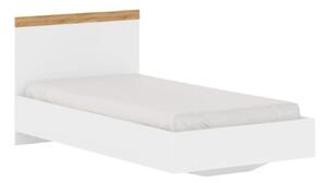 Jednolůžková postel 90 cm Vina (bílá + dub wotan) (bez roštu a matrace)