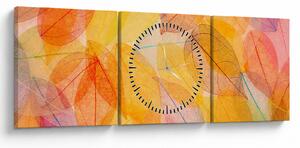 Obraz - Pozadí z podzimního listí (s hodinami) (90x30 cm)