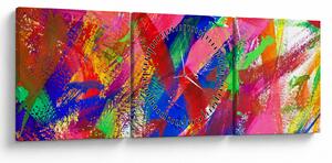 Obraz - Barevná abstrakce (s hodinami) (90x30 cm)