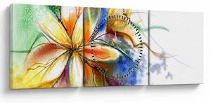 Obraz - Květina (s hodinami) (90x30 cm)
