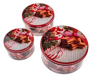 Kovové dózy v sadě 3 ks na cukroví Christmas – Dakls